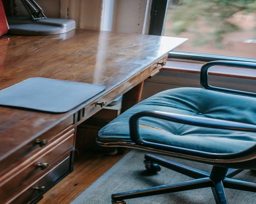 Comfortable ergonomic home office setup in a modern apartment